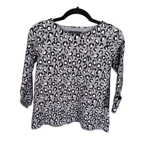 Tahari Leopard Sweater Animal Print Cuffed Sleeves Size XS - Picture 1 of 5